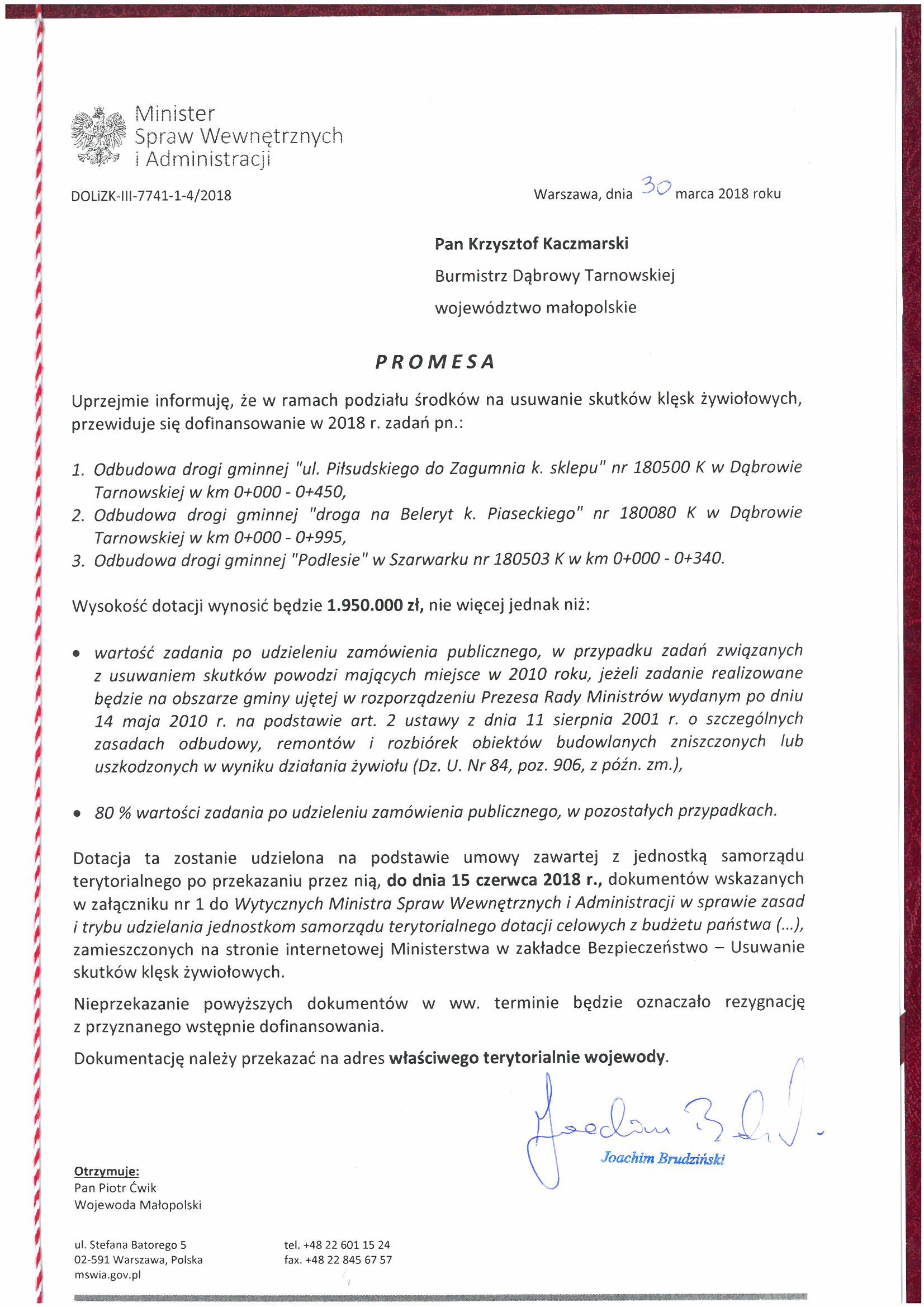 ^8C216BFA5E0DFA7BCE3160EB6D180CDDF551BCE204BD1E0B4F^pimgpsh fullsize distr Promesa na usuwanie skutków powodzi dla Gminy Dąbrowa Tarnowska